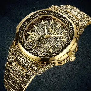 Fashion quartz watch men Brand ONOLA luxury Retro golden watch men gold mens watch reloj hombre