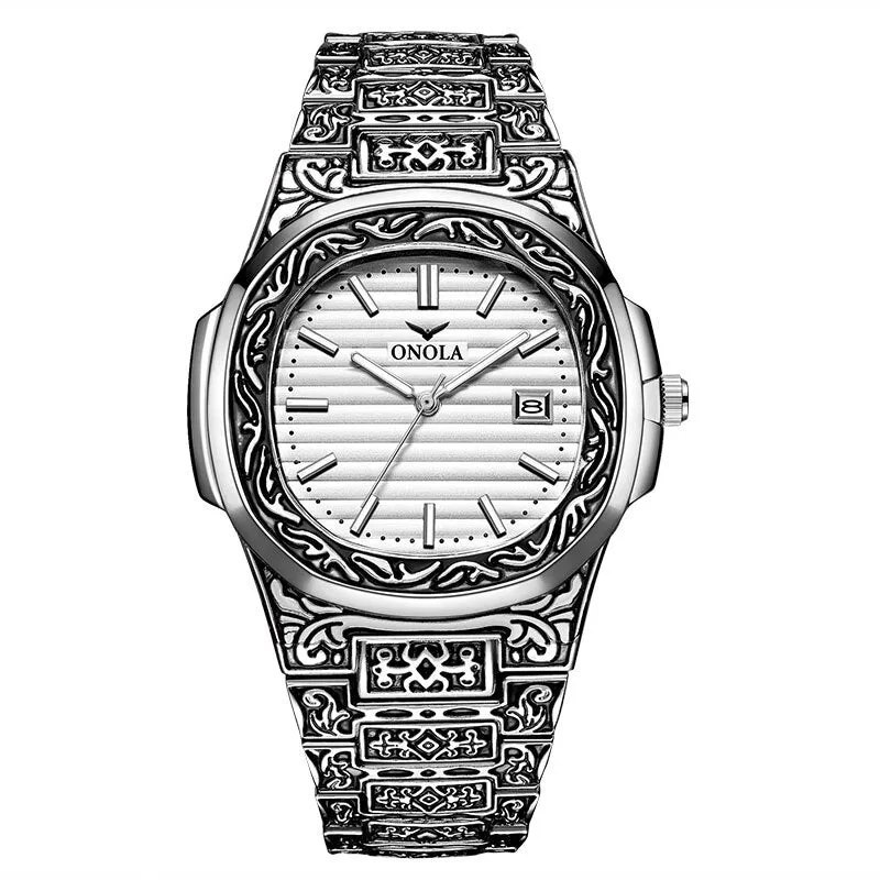 Fashion quartz watch men Brand ONOLA luxury Retro golden watch men gold mens watch reloj hombre