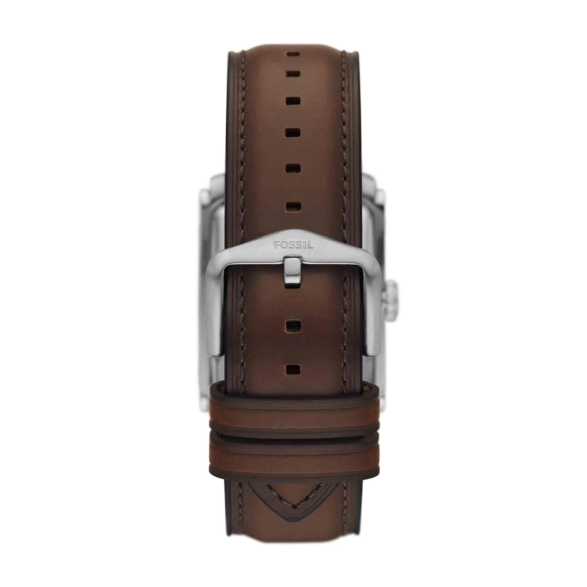 Fossil Analog Beige Dial Men's Watch-FS6012 Genuine Leather, Brown Strap
