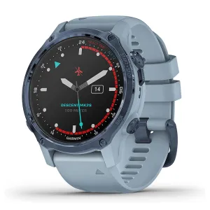 Garmin Descent Mk2S Smaller Sized Dive Computer Multisport Training Smart Features Mineral Blue with Sea Foam Silicone Band Smart Watch - 010-02403-06