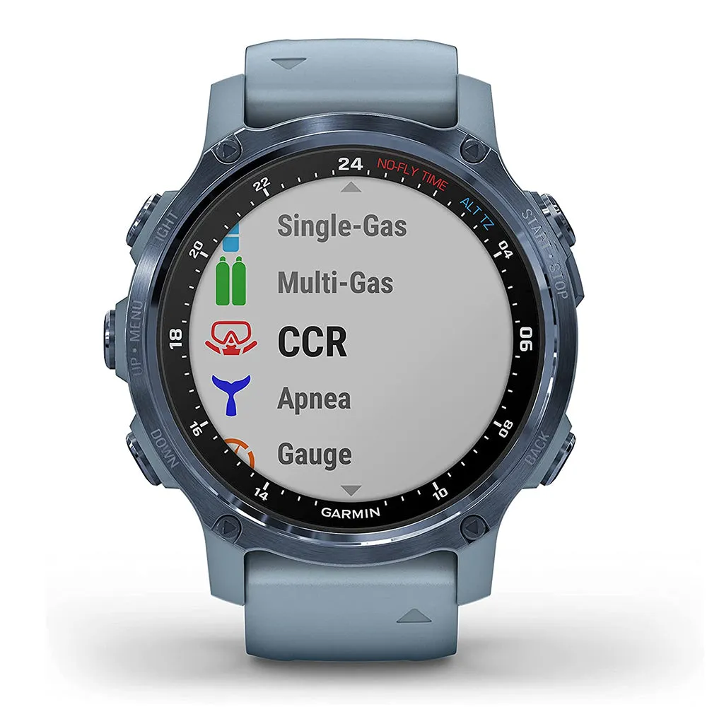 Garmin Descent Mk2S Smaller Sized Dive Computer Multisport Training Smart Features Mineral Blue with Sea Foam Silicone Band Smart Watch - 010-02403-06
