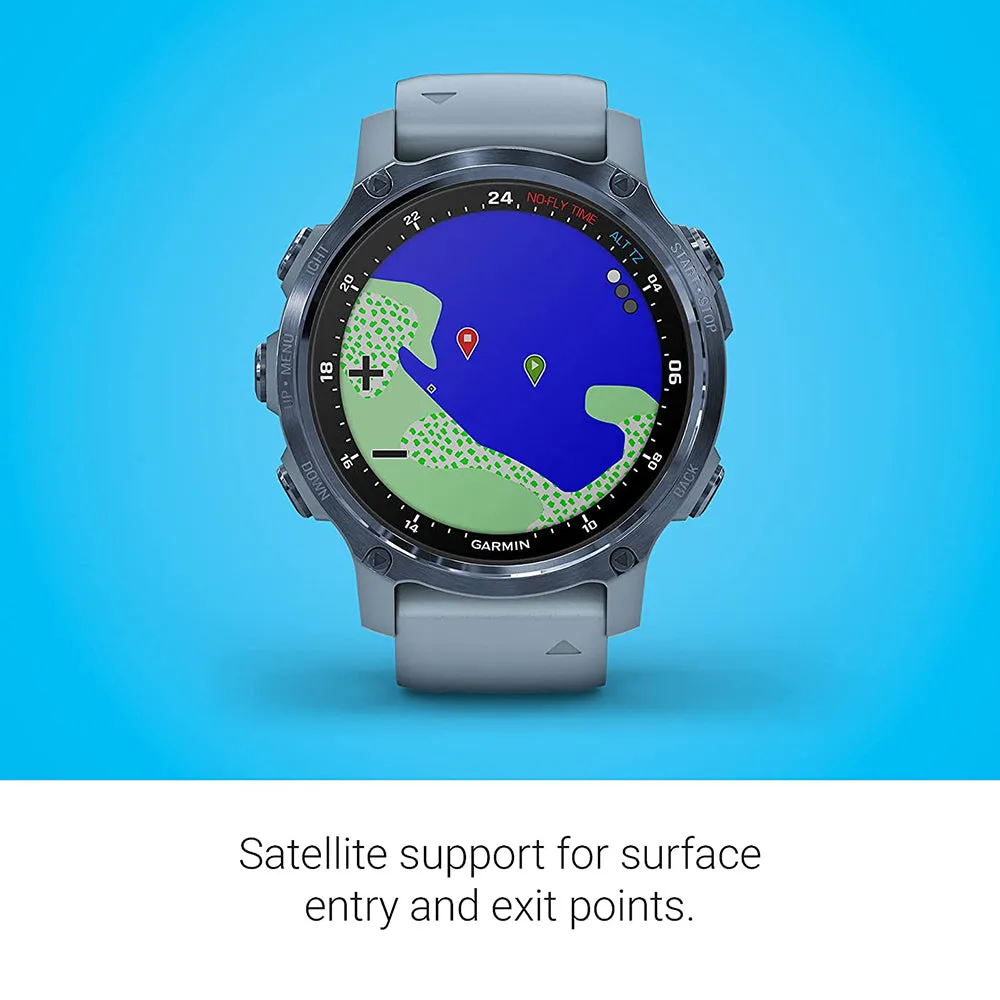 Garmin Descent Mk2S Smaller Sized Dive Computer Multisport Training Smart Features Mineral Blue with Sea Foam Silicone Band Smart Watch - 010-02403-06