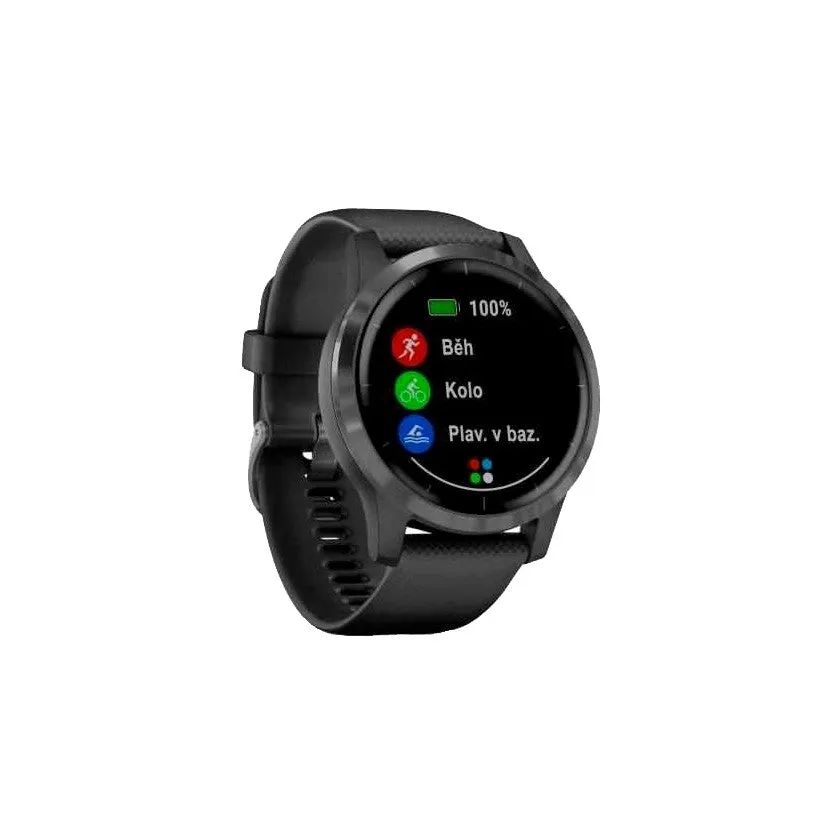 Garmin Vivoactive 4 GPS Fitness Smartwatch, Grey with Black Band