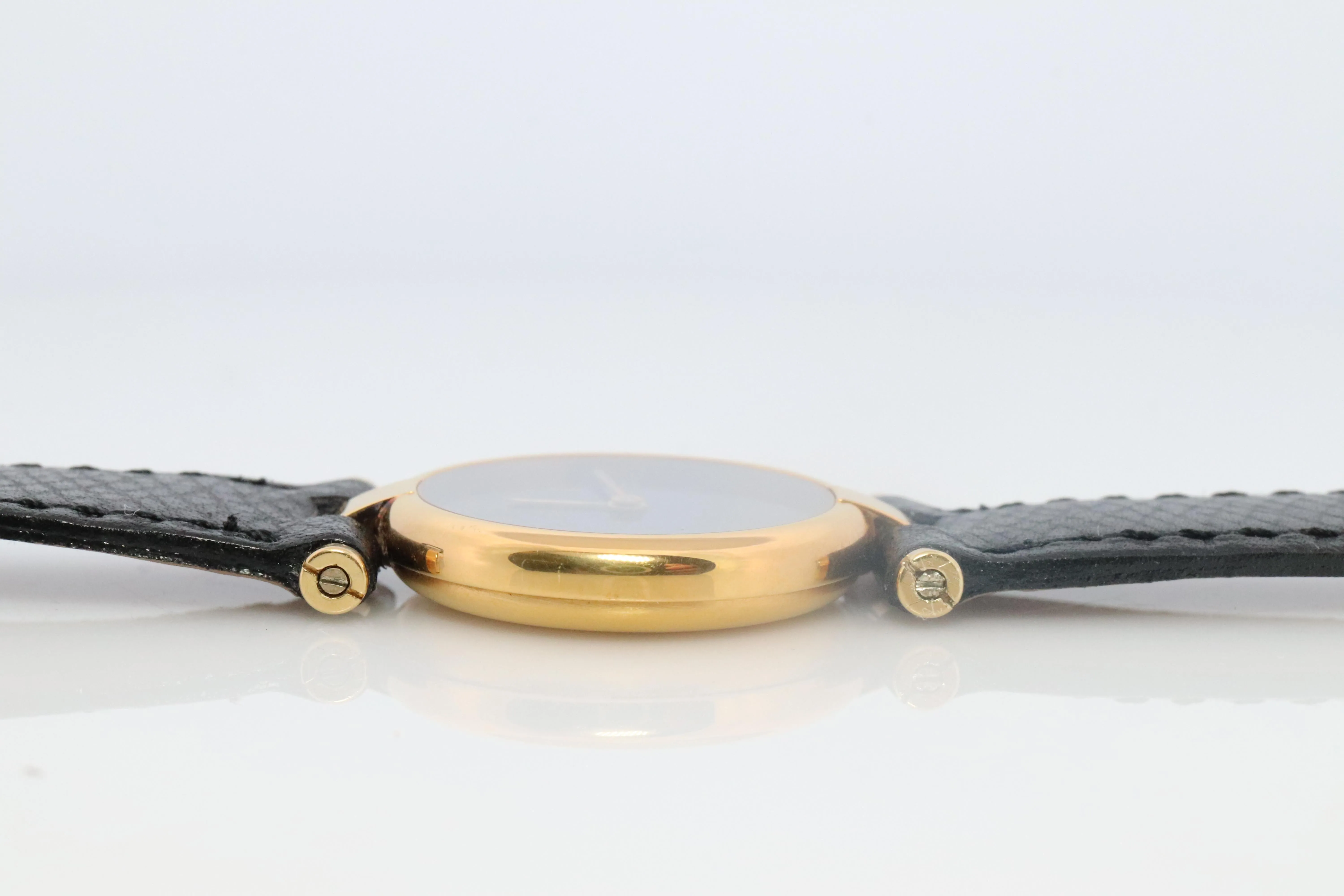 Genuine Cartier Watch. Must de Cartier Vendome Round Argent Vermeil Black Face