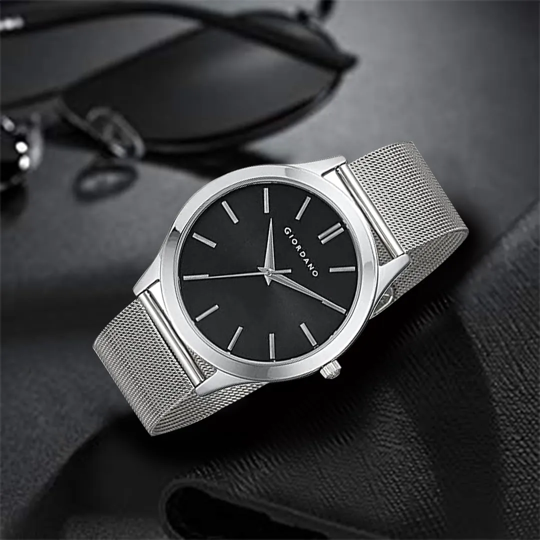 Giordano Analog Wrist Watch for Man with Color Variant |Classy Wired Mesh Band - A1051