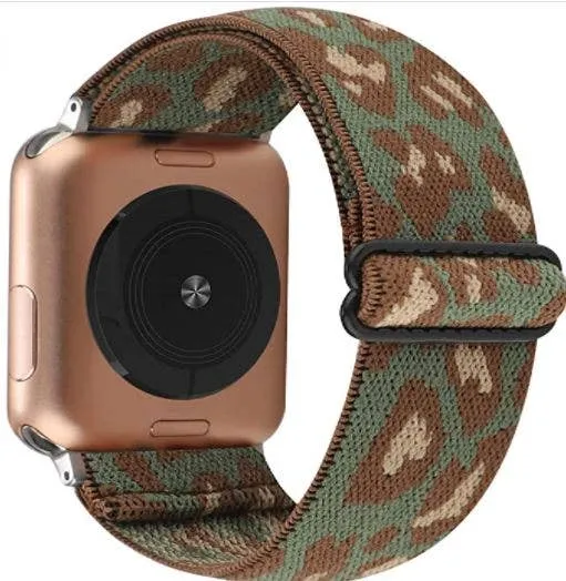 Green Brown Cheetah Nylon Apple Watch Band