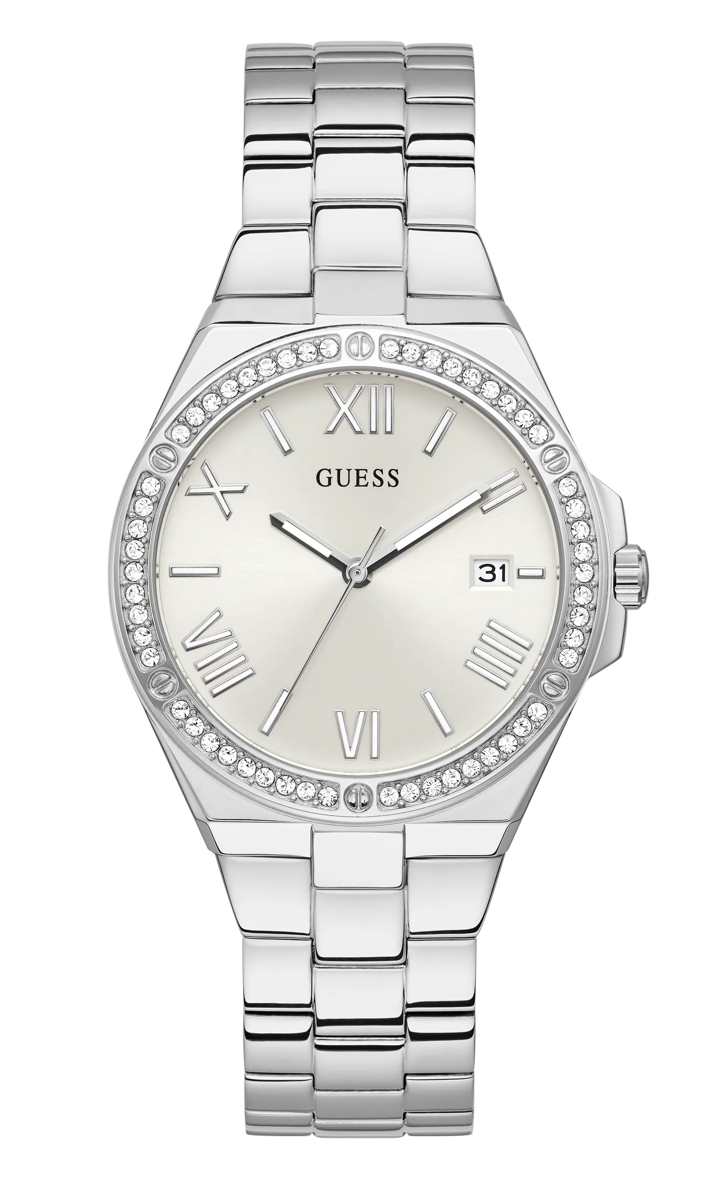 Guess Ladies Silver Date Watch - GW0286L1