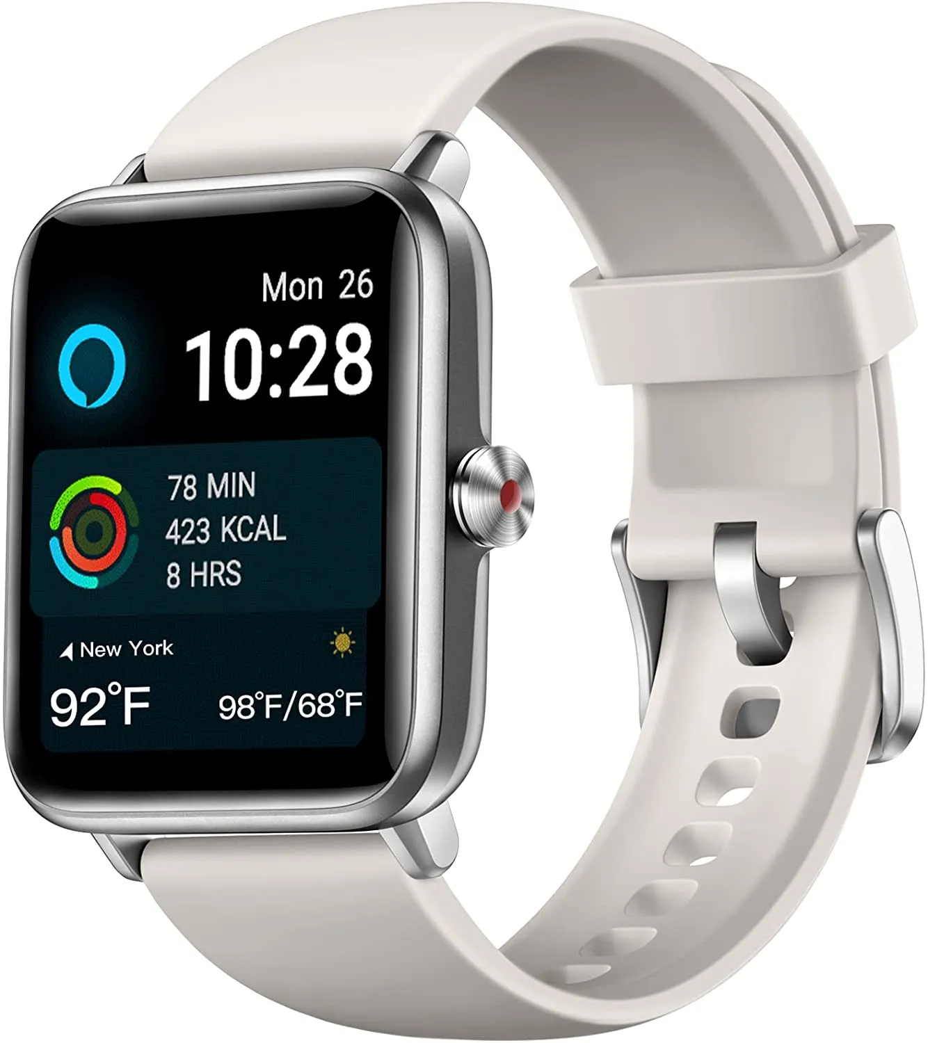 Hamile 1.55" Smart Watch for Android Phones Compatible with iPhone, Fitness Watch with Heart Rate Monitor Sleep Tracker, 5ATM Waterproof Smart Watches for Women Men, 200  Dials, Grey