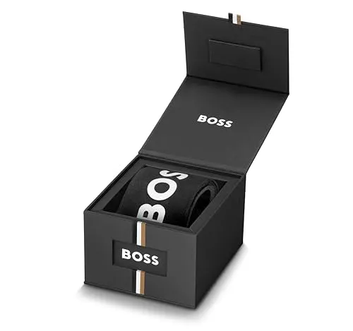 Hugo Boss Stainless Steel Associate Analog Black Dial Men Watch-1513869, Silver Band