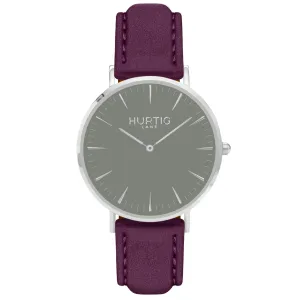 Hymnal Vegan Suede Watch Silver, Grey & Berry