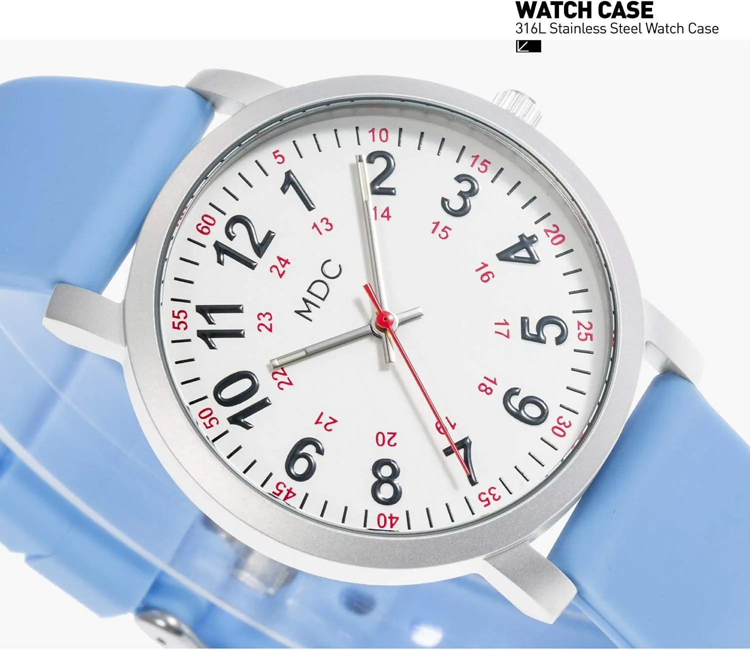 Infantry MDC 5ATM Waterpfoof Nurse Watch for Medical Students,Doctors,Nursing Watches for Women with Second Hand, Military Time, Silicone Band