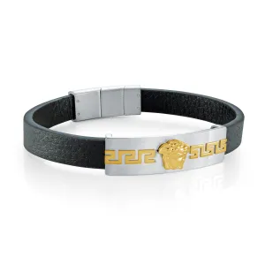 Italgem Steel Medus Leather Bracelet