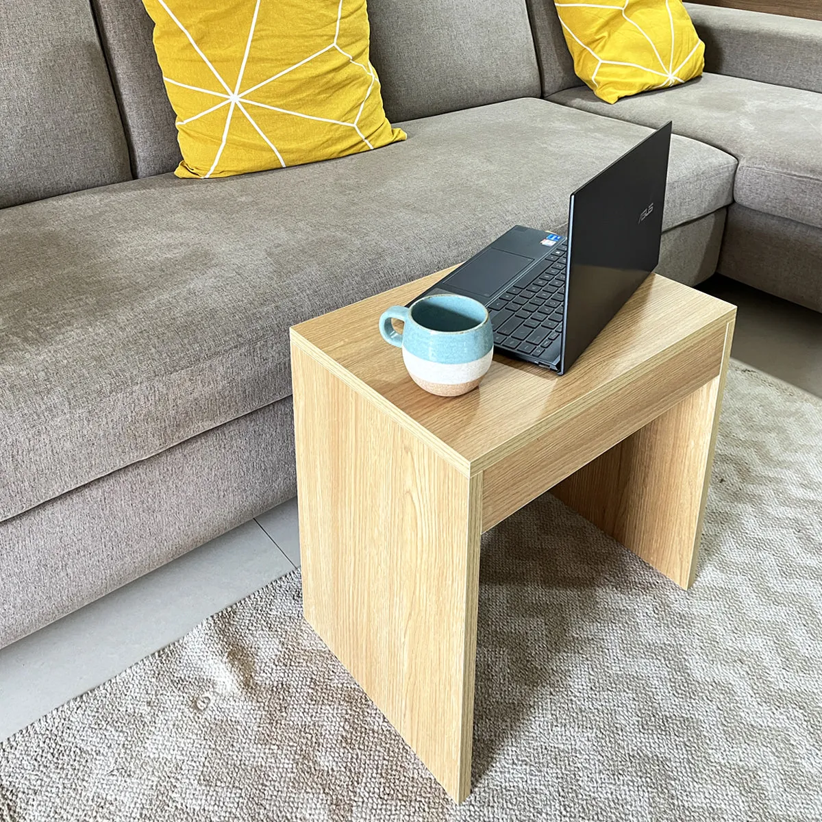 Kawachi LIght Weight Wooden Sofa/Bed Side Nightstane End Table Coffee/Snacks/Centre/Laptop Tabl beige KW107