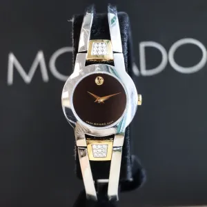 Ladies MOVADO Amorosa Watch Two-Tone Bangle Bracelet Wristwatch Ref. 81 E4 1842 - Double Box & Papers!