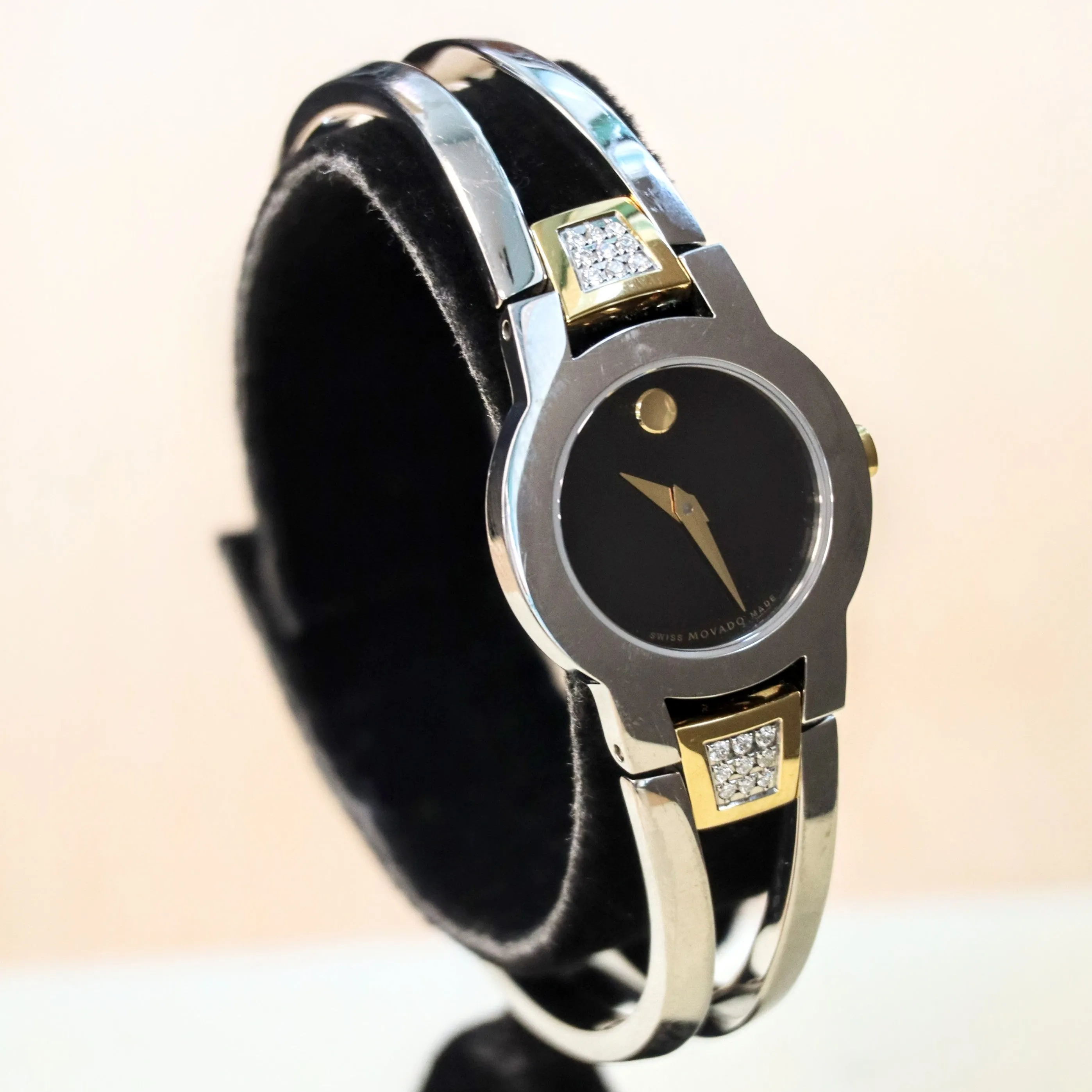 Ladies MOVADO Amorosa Watch Two-Tone Bangle Bracelet Wristwatch Ref. 81 E4 1842 - Double Box & Papers!