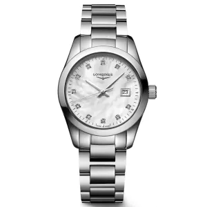 Longines Conquest Classic 29.5mm MOP Diamond Dot Dial Ladies Quartz Watch L2.286.4.87.6