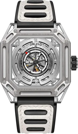 Luxury Square Luminous Self-Wind Mens Watch Fashion Mechanical Automatic Waterproof Sport Watch Rubber Watch AK