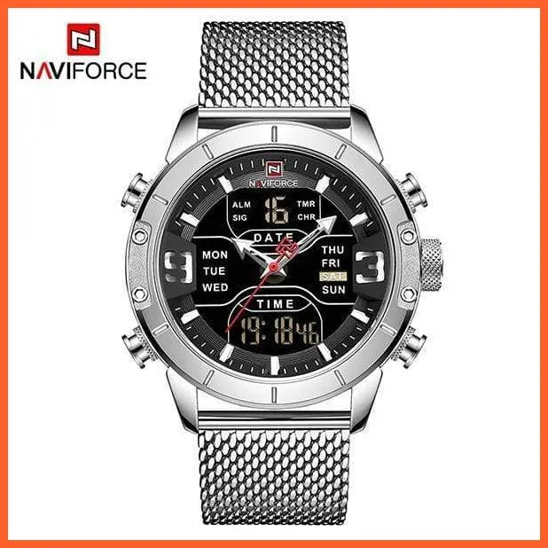 Men Sports Quartz Watches Top Luxury Brand Stainless Steel Waterproof Led Digital Wristwatch