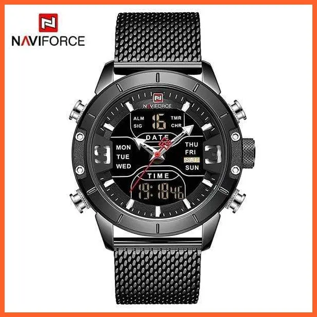 Men Sports Quartz Watches Top Luxury Brand Stainless Steel Waterproof Led Digital Wristwatch