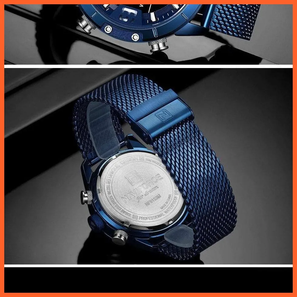 Men Sports Quartz Watches Top Luxury Brand Stainless Steel Waterproof Led Digital Wristwatch