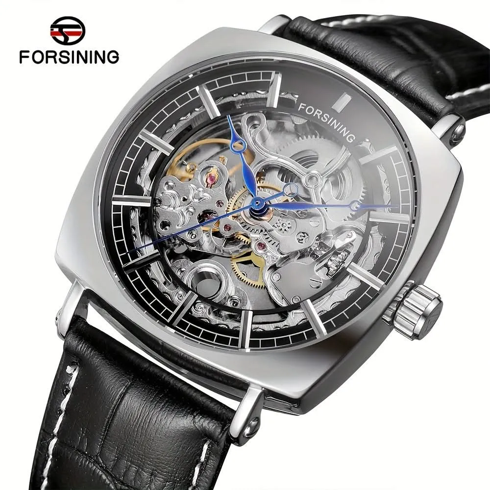 Men's Luxury Mechanical Watch, Leather Strap, Waterproof