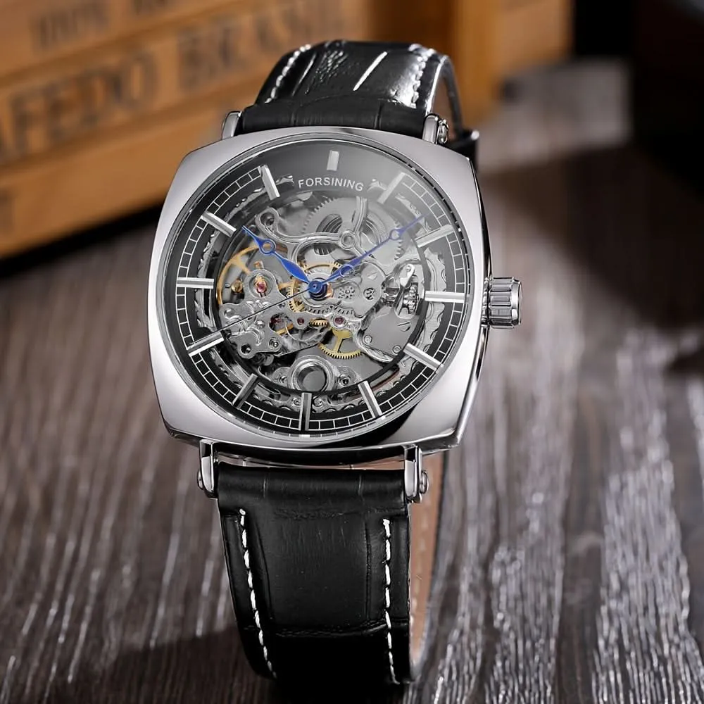 Men's Luxury Mechanical Watch, Leather Strap, Waterproof