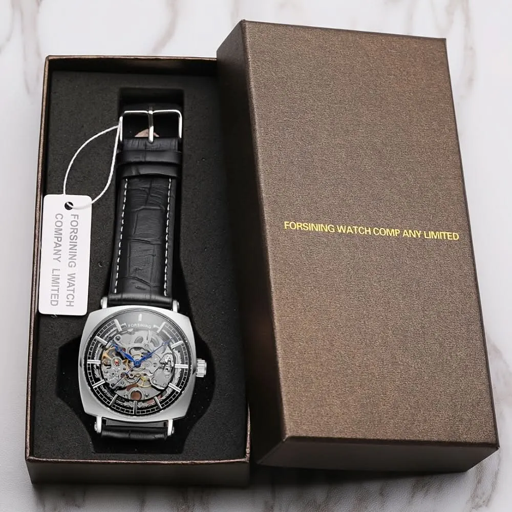 Men's Luxury Mechanical Watch, Leather Strap, Waterproof