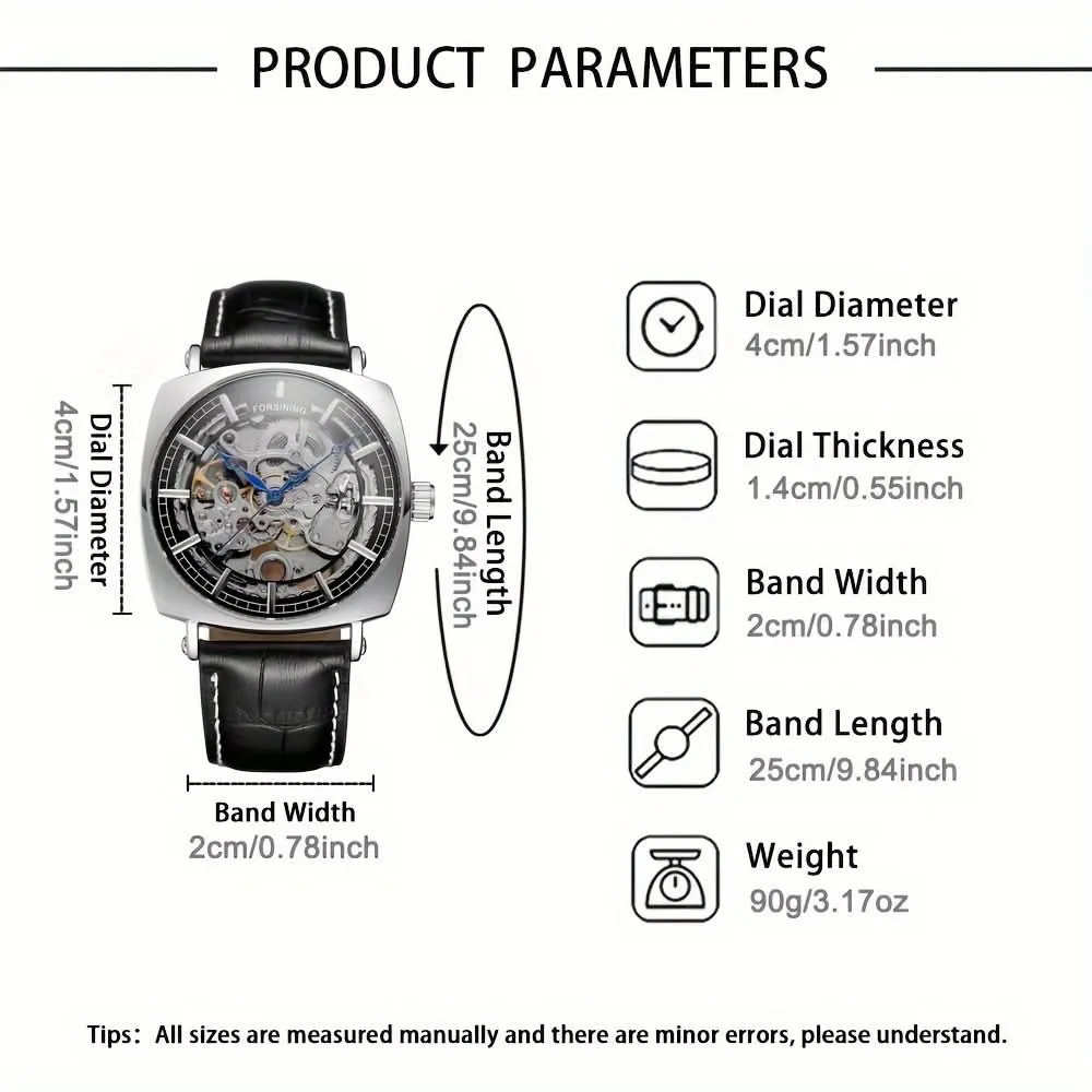 Men's Luxury Mechanical Watch, Leather Strap, Waterproof