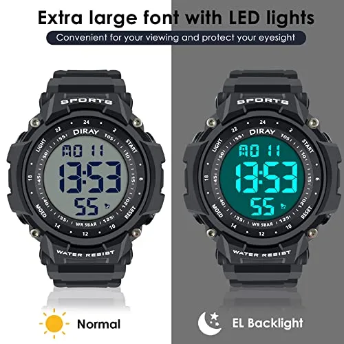 Mens Sports Military Classic Large Dial Digital Watch
