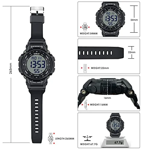 Mens Sports Military Classic Large Dial Digital Watch