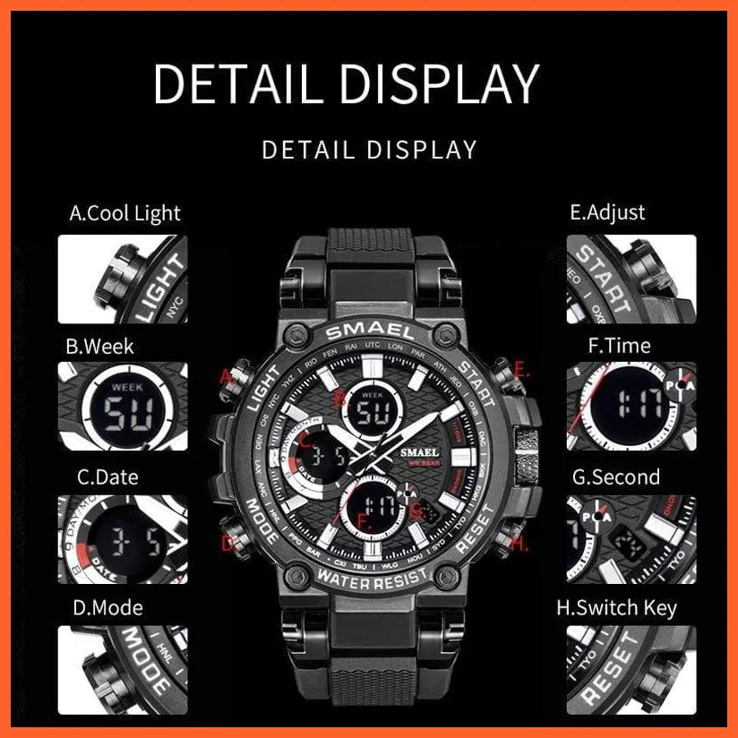 Mens Sports Watches Digital Chronograph Watch | Mens Led Chronometre Display Wristwatches