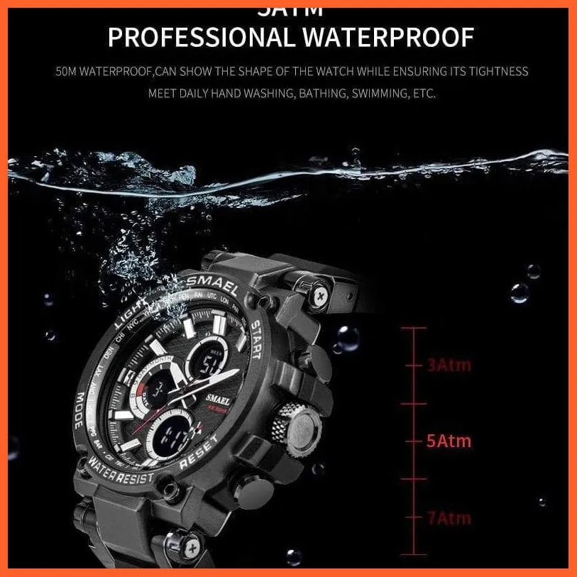 Mens Sports Watches Digital Chronograph Watch | Mens Led Chronometre Display Wristwatches