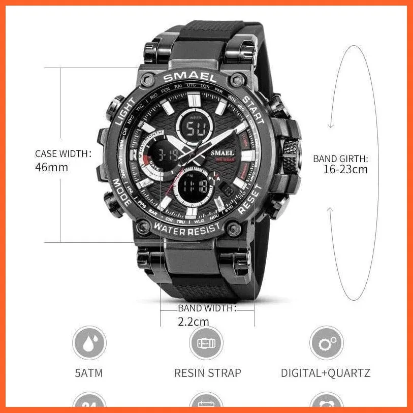 Mens Sports Watches Digital Chronograph Watch | Mens Led Chronometre Display Wristwatches
