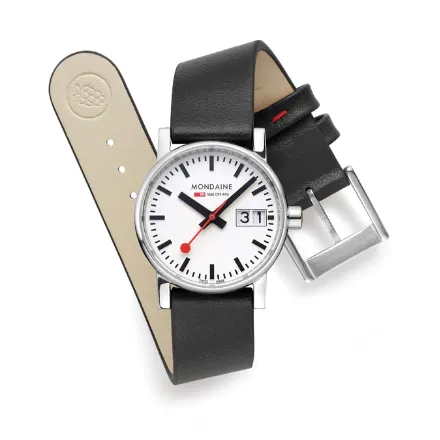 Mondaine EVO2 Black Vegan Grape Leather, 30mm
