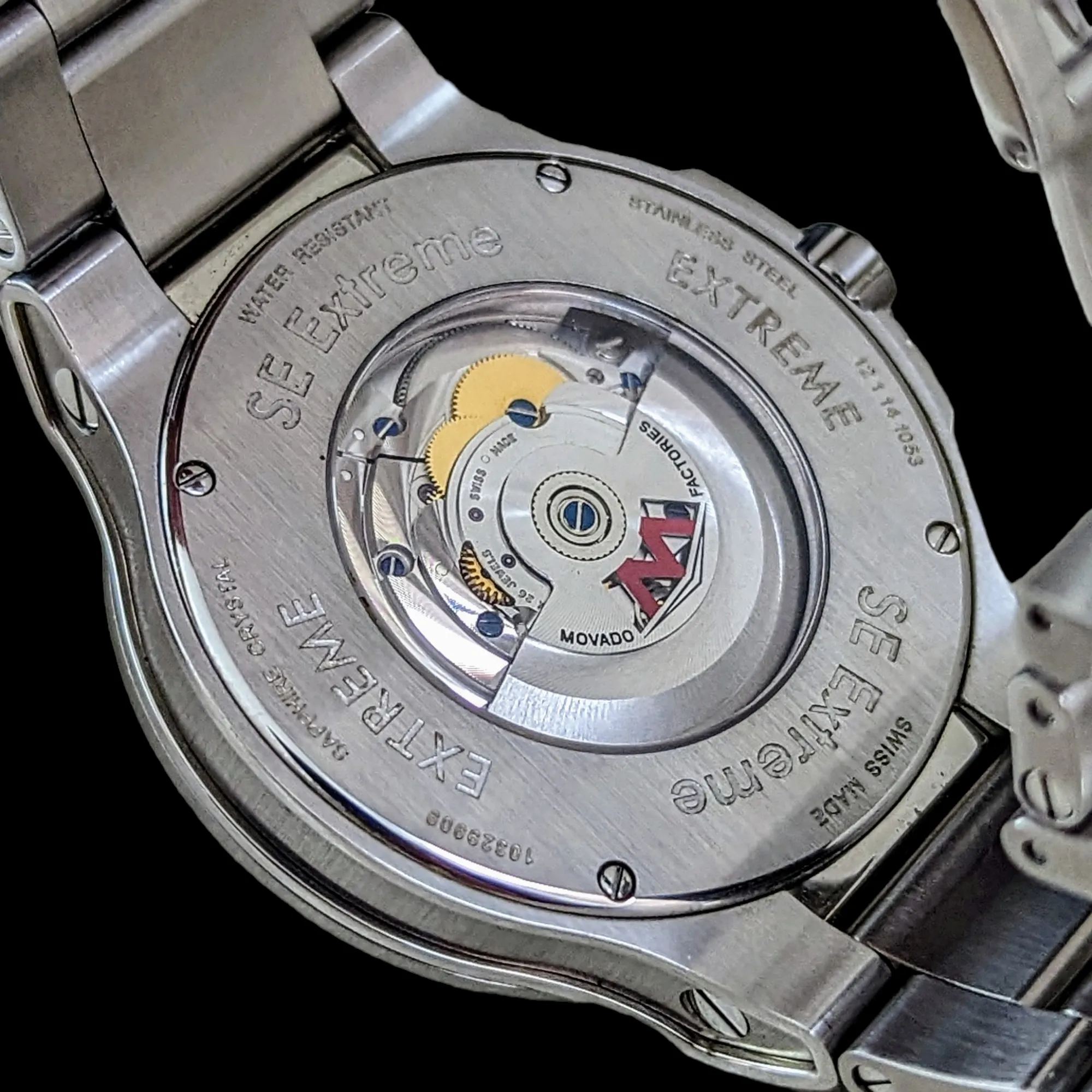MOVADO SE Extreme Automatic Wristwatch Display Back Swiss Cal Sellita SW 200-1