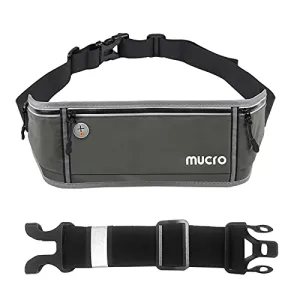 MUCRO Running Fanny Pack, Large Capacity Sports Workout Running Belt with Loudest Survival Whistle and Adjustable Extender Belt for 6.5" Android Apple iPhone Running Fanny Bag