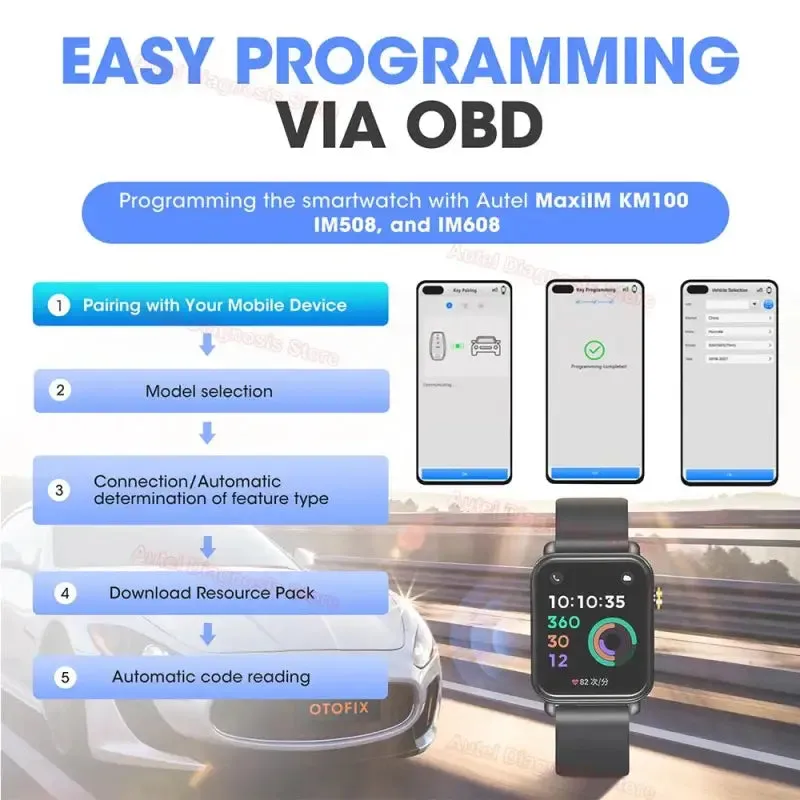 OTOFIX Smart Watch with Health Monitoring and Car Key Programming Features
