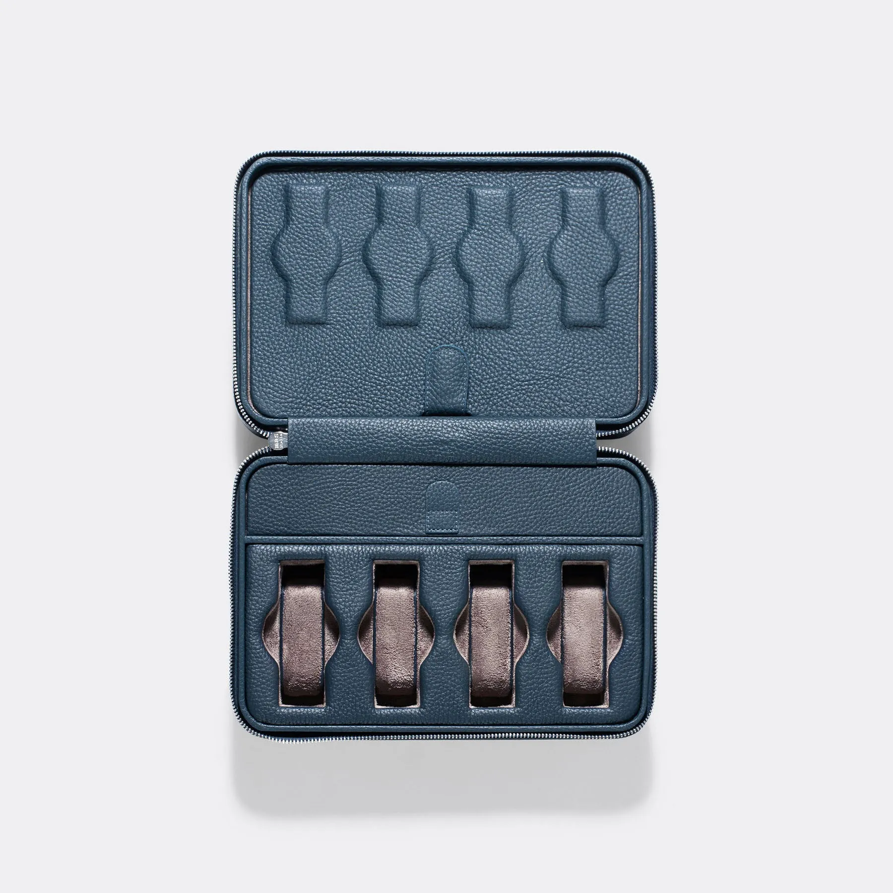 Prussian Blue Luxury Leather Watch Box by JPM
