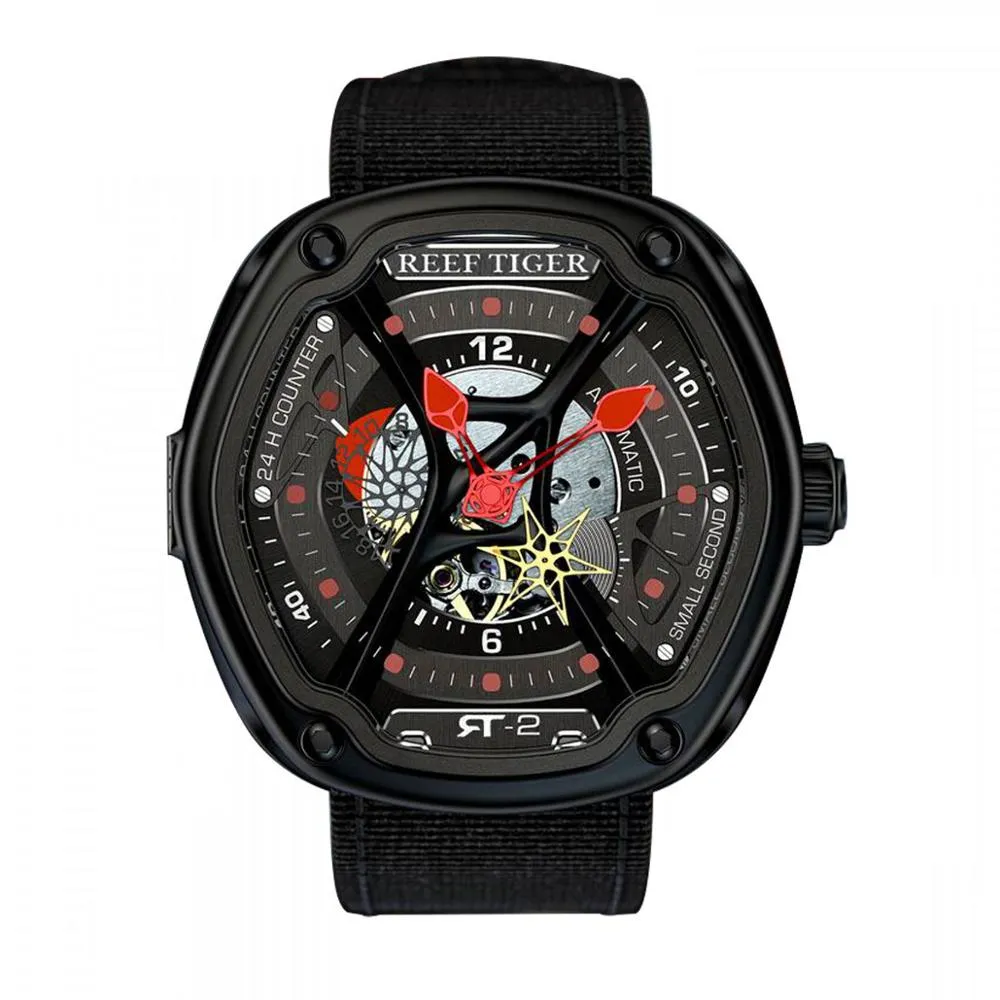 Reef Tiger/RT Mens Luxury Dive Watches Super Luminous Nylon Strap Automatic Military Watches Designer Sport Watches RGA90S7