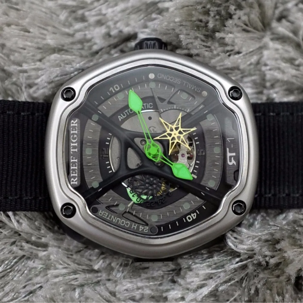 Reef Tiger/RT Mens Luxury Dive Watches Super Luminous Nylon Strap Automatic Military Watches Designer Sport Watches RGA90S7