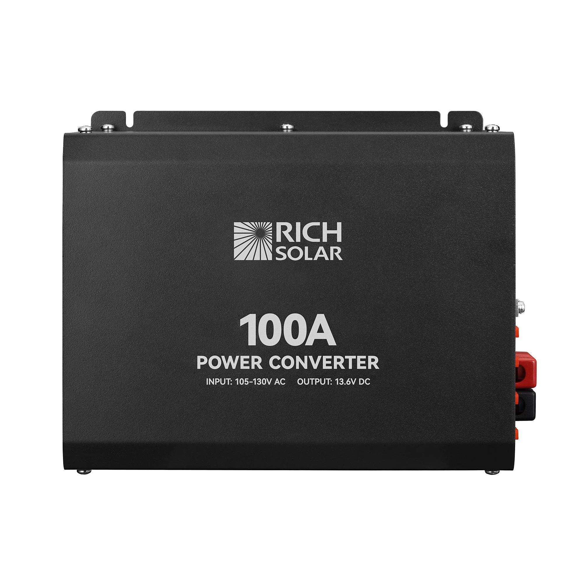 Rich Solar - 100 Amp Power Converter | 100A 120V Battery Charger | Overload, Overheat, Reverse Polarity Protection | Plug and Play