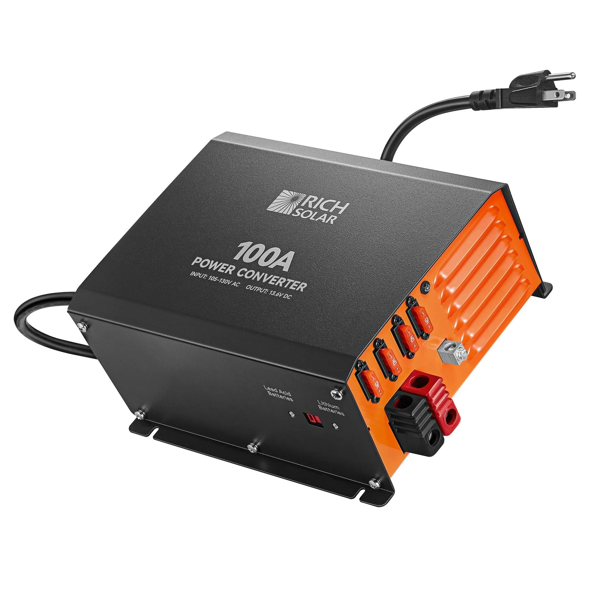 Rich Solar - 100 Amp Power Converter | 100A 120V Battery Charger | Overload, Overheat, Reverse Polarity Protection | Plug and Play