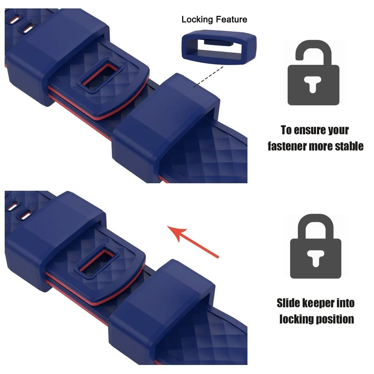 Ritche Blue Red Classic Silicone Watch Straps Bands-Blue/red