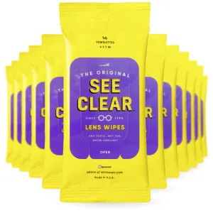 See Clear Lens Cleaning Wipes, Resealable, 12 Pack Box (192 Wipes)