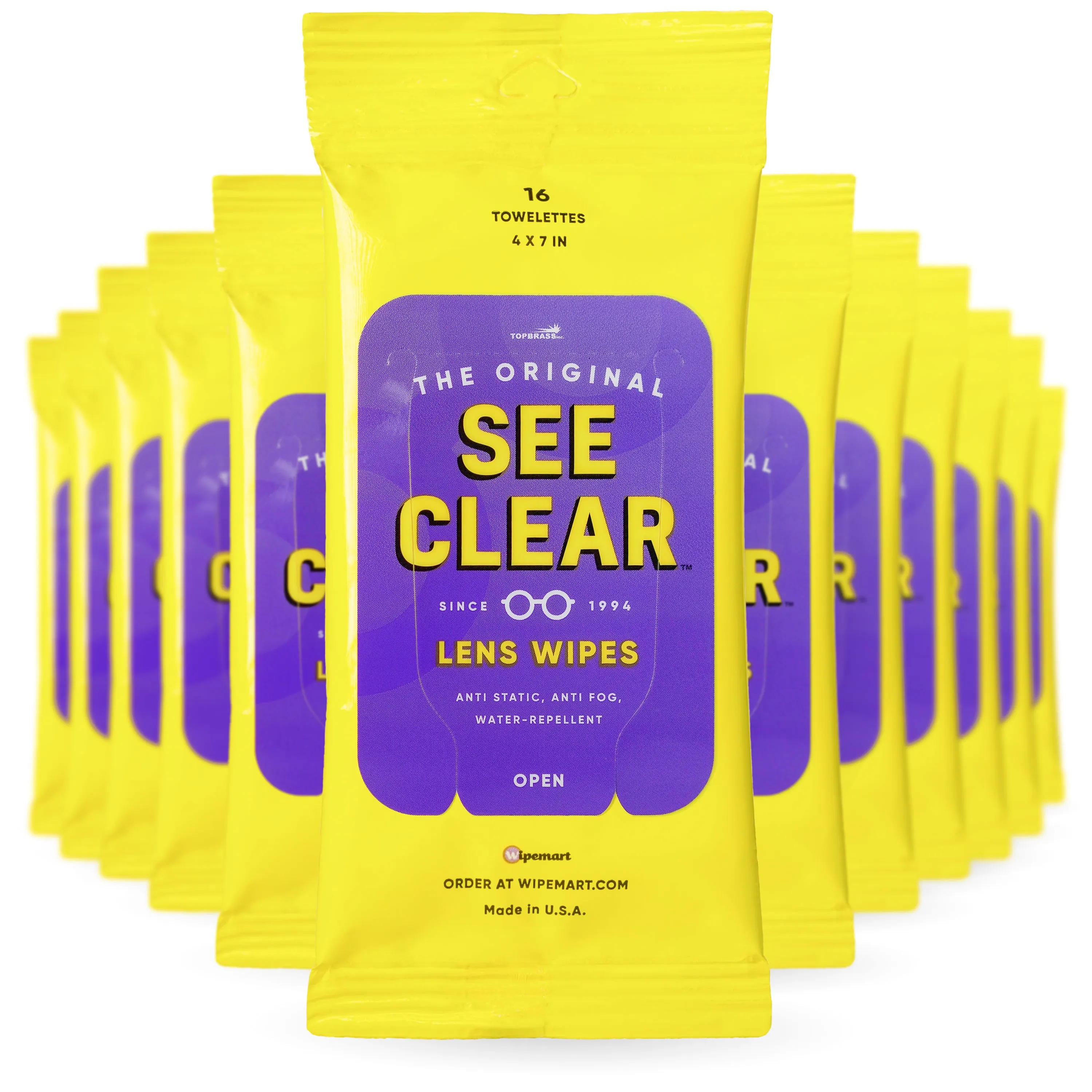 See Clear Lens Cleaning Wipes, Resealable, 12 Pack Box (192 Wipes)