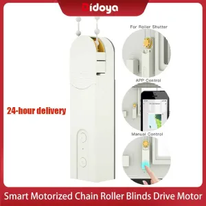 Smart Motorized Chain Roller Blinds Drive Motor Powered By Solar Panel and Charger Build-in Bluetooth APP Control