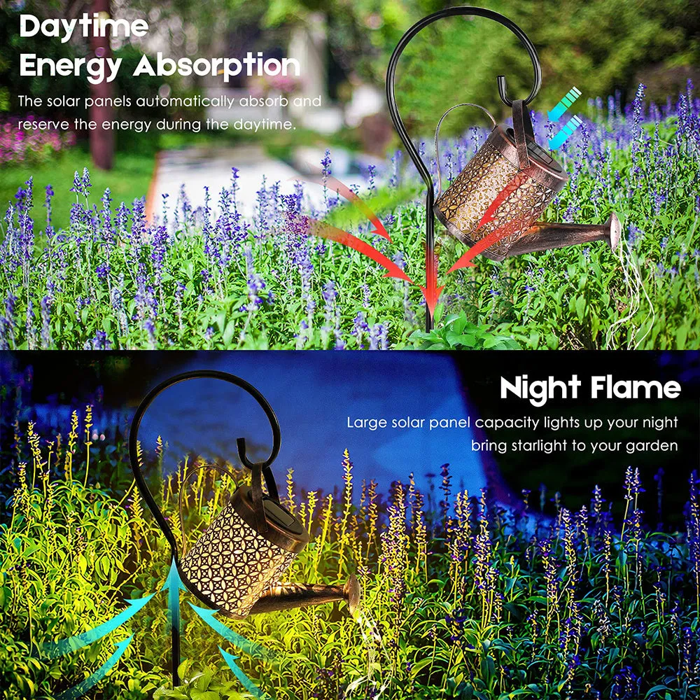 Solar LED Watering Can Light with Cascading Lights