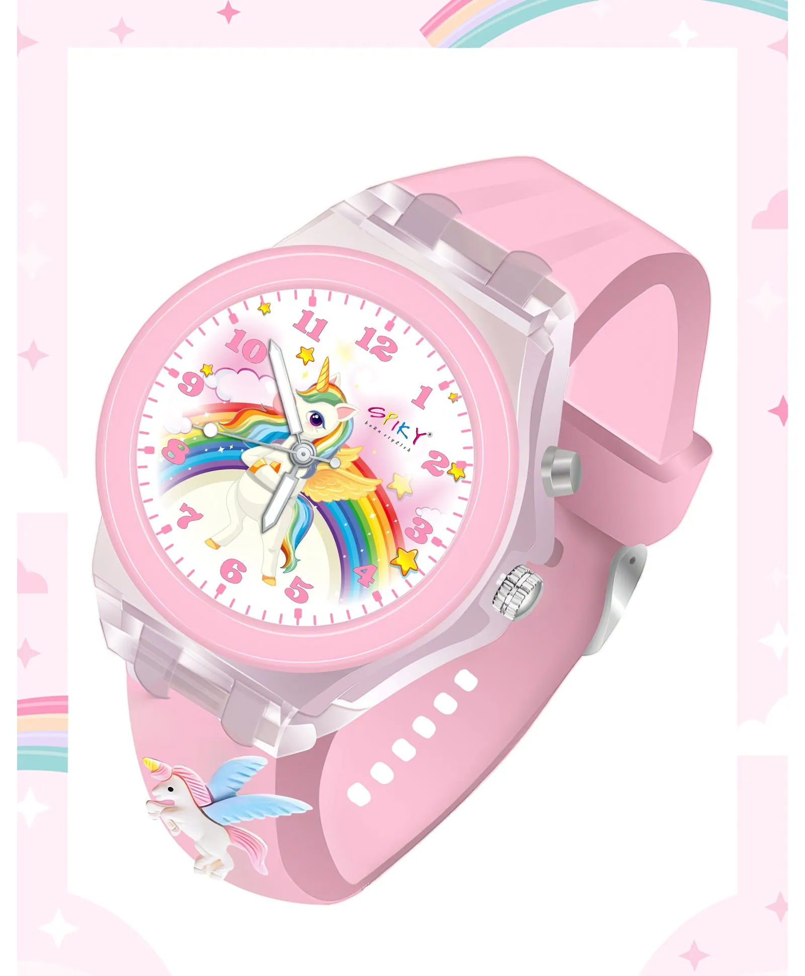 Spiky 3D Cartoon Rabbit Analog Light Watch for Kids Boys & Girls - Pink