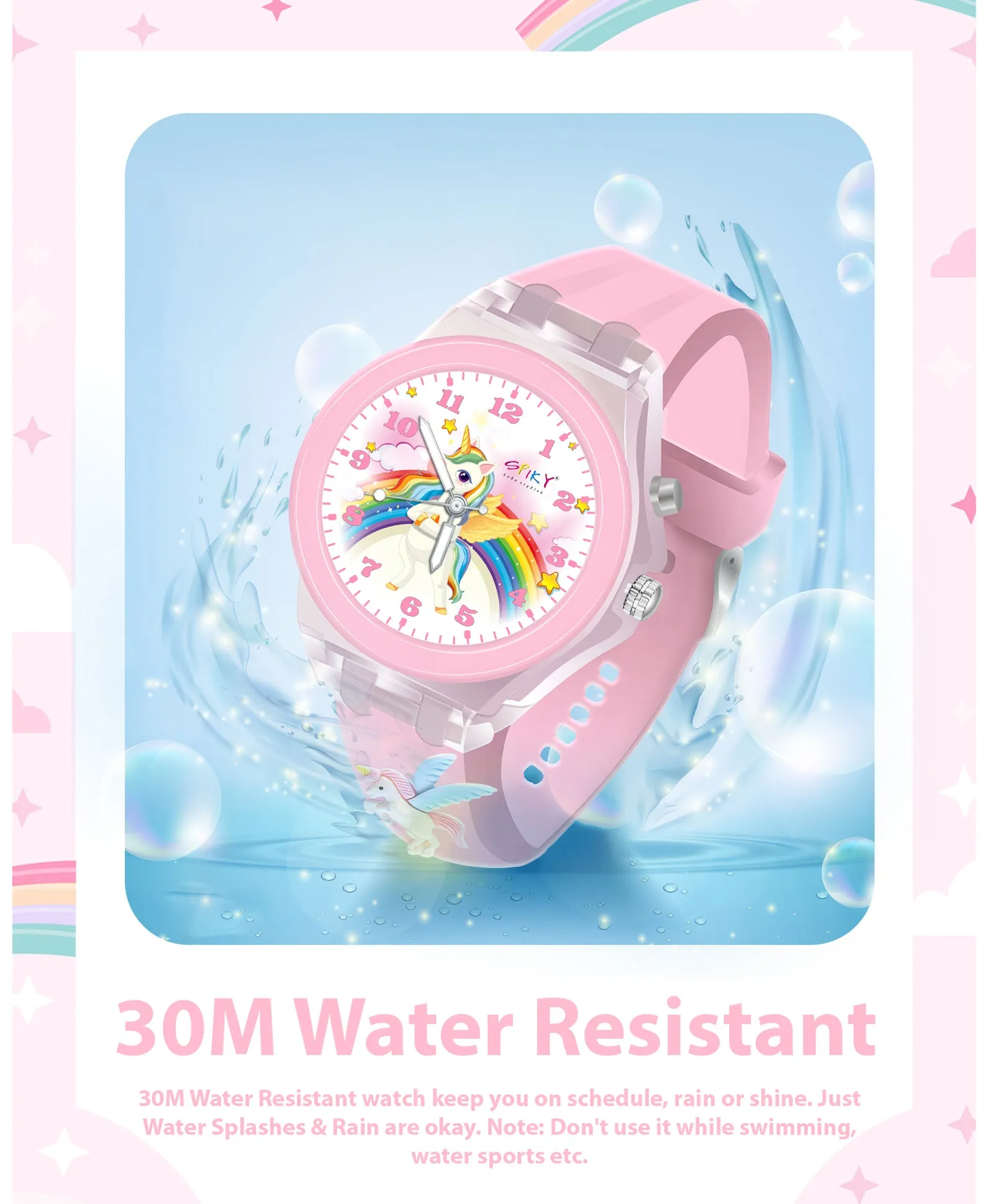 Spiky 3D Cartoon Rabbit Analog Light Watch for Kids Boys & Girls - Pink