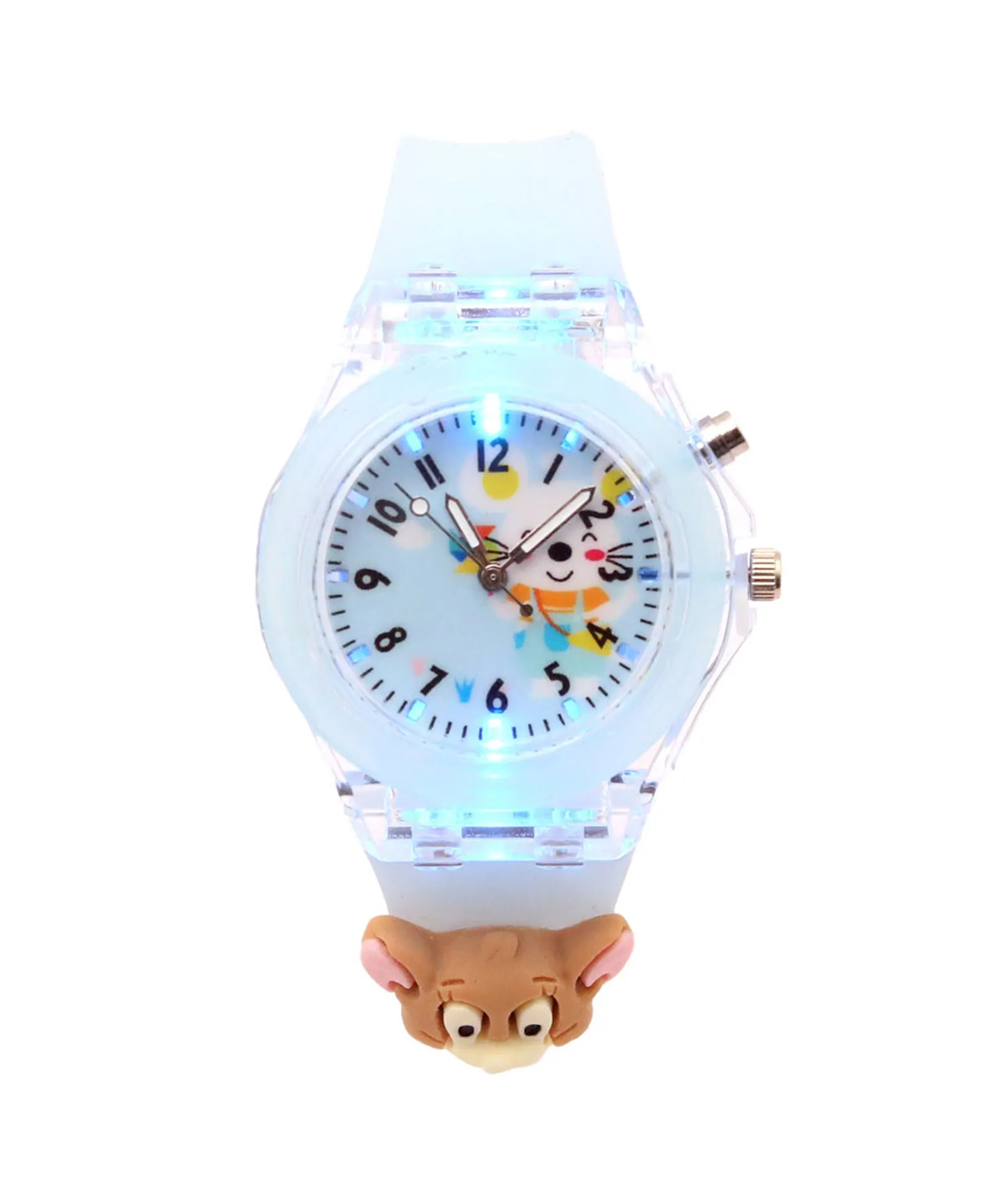 Spiky 3D Cartoon Rabbit Analog Light Watch for Kids Boys & Girls - Pink